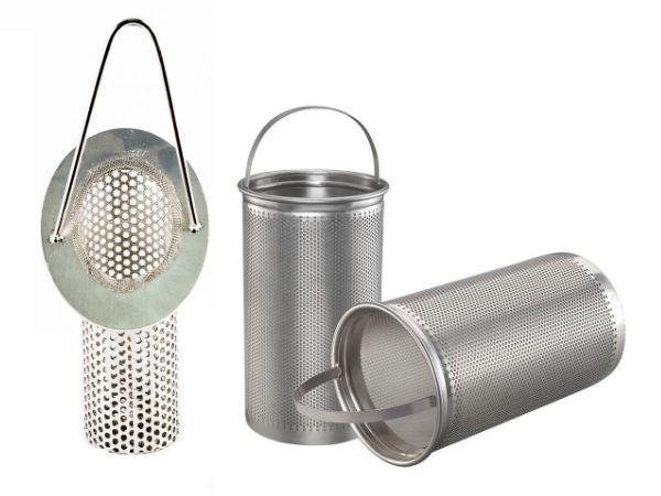 Standard and slanted basket filters are displayed.