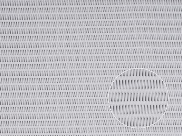 A white polyester spiral dryer fabric detail