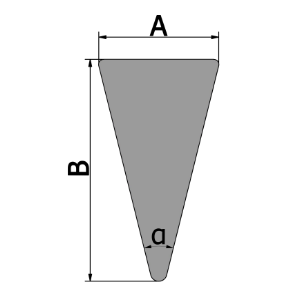 Triangular wedge wire with labeled drawing