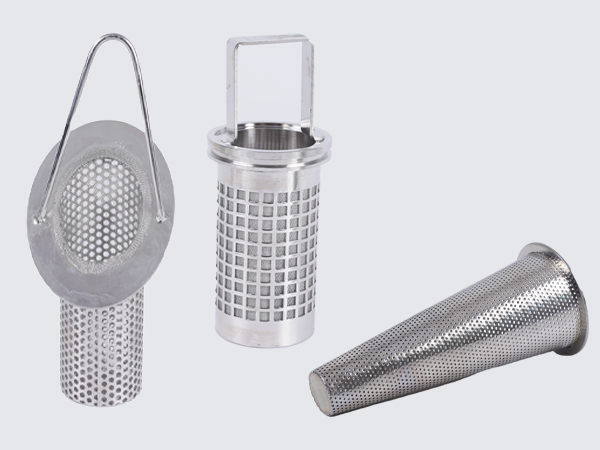 Different types of basket and cone filter elements