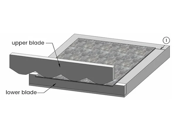 Expanded metal mesh manufacturing process on a white background