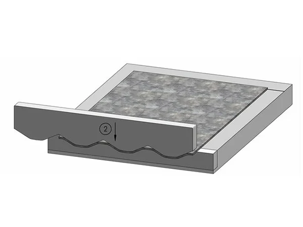 Expanded metal mesh manufacturing process on a white background
