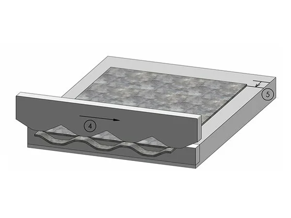 Expanded metal mesh manufacturing process on a white background