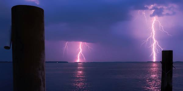 Thunder and lightning weather at sea level