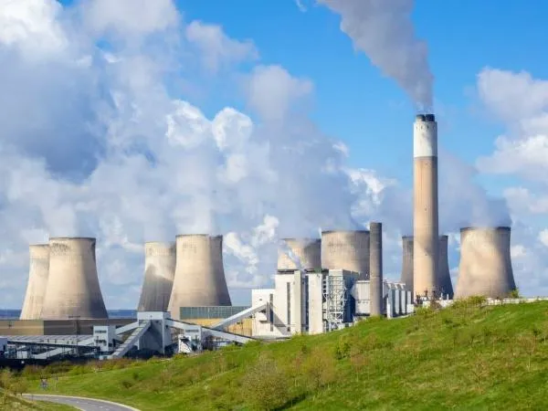 Hot gases discharged from the power plant