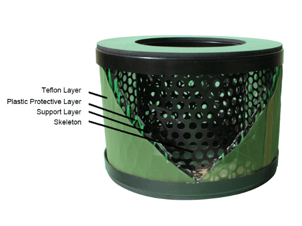 Élément de filtre séparateur marqué avec chaque structure et matériau de couche