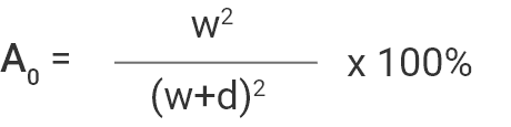 Formule de calcul de la zone ouverte de treillis métallique carré.