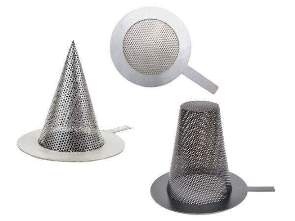 3 types of temporary strainers are displayed.