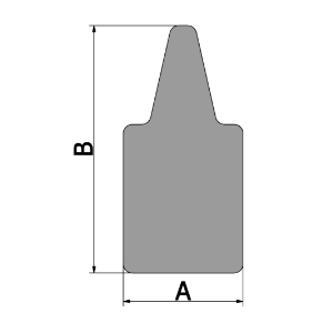 Tapered wedge wire support profile with labeled drawing